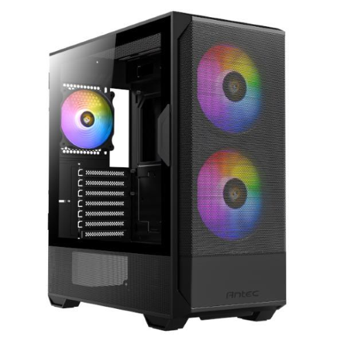 ANTEC NX416L ARGB CASE MIDI TOWER PANNELLO FRONTALE IN RETE AD ALTO FLUSSO D'ARIA 2 VENTOLE ARGB DA 160mm FRONTALI 1 ARGB DA 120mm POSTERIORE PANNELLO LATERALE IN VETRO TEMPERATO ATX/ITX/mATX NERO